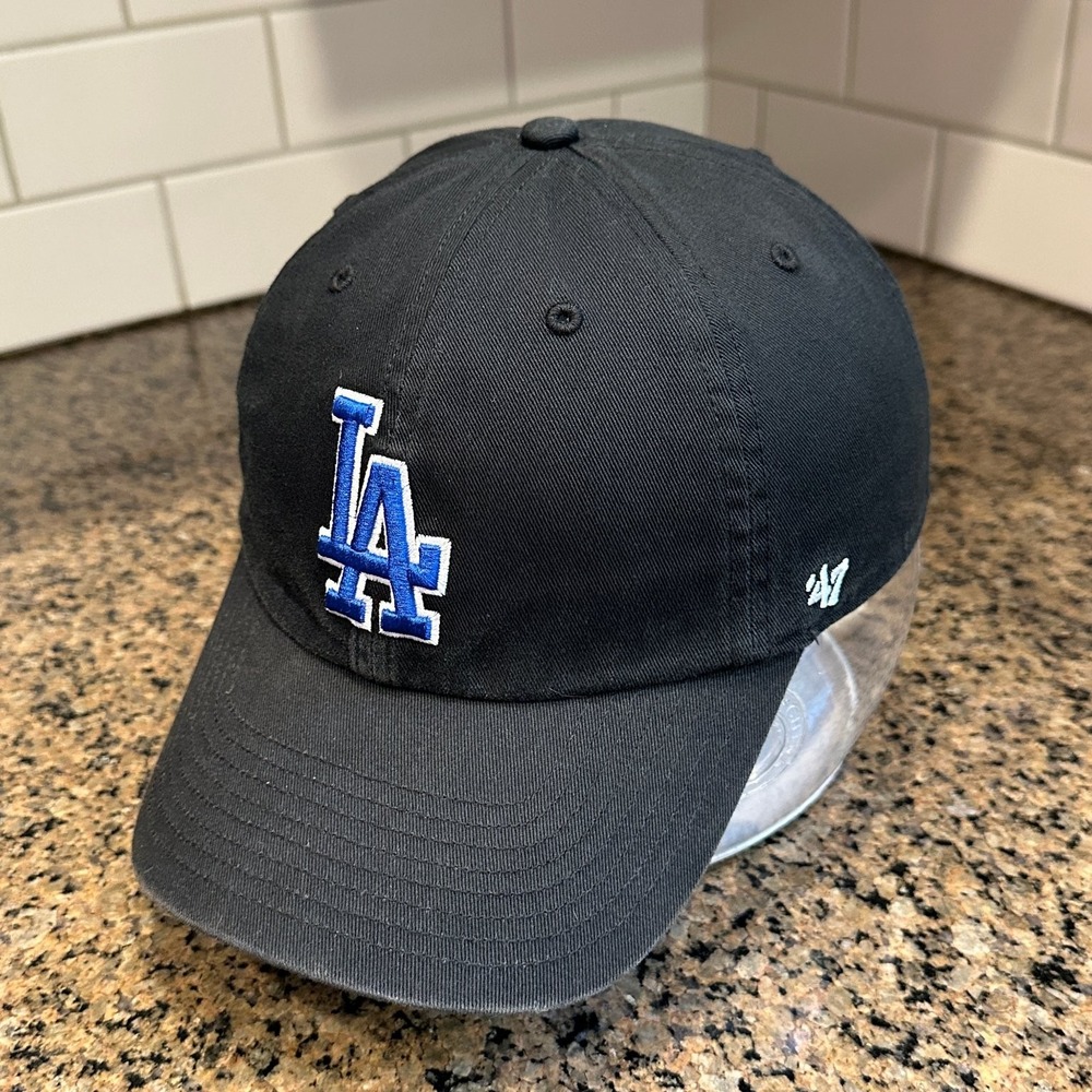 Los Angeles Dodgers Hat 47 Brand Clean Up Men's OSFA Adjustable Black Blue